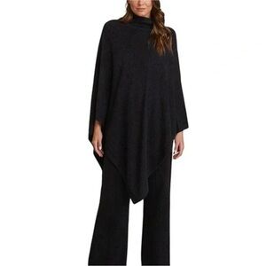 Barefoot Dreams Cozy Chic Light Black Poncho Sweater One Size